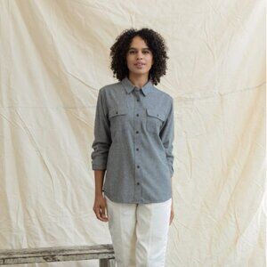 Bridge & Burn Green Long Sleeve Button Up Lenon Shirt XS